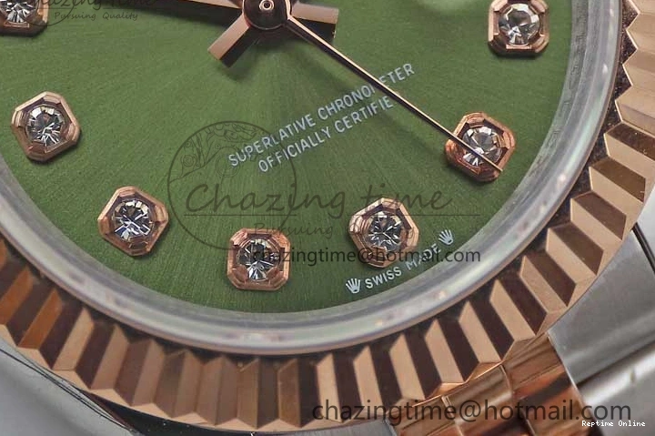 0511 Lady DateJust 28 SS RG TWF 1:1 Best Edition Green Dial Diamonds Markers on Jubilee Bracelet NH Trendsetting 2130